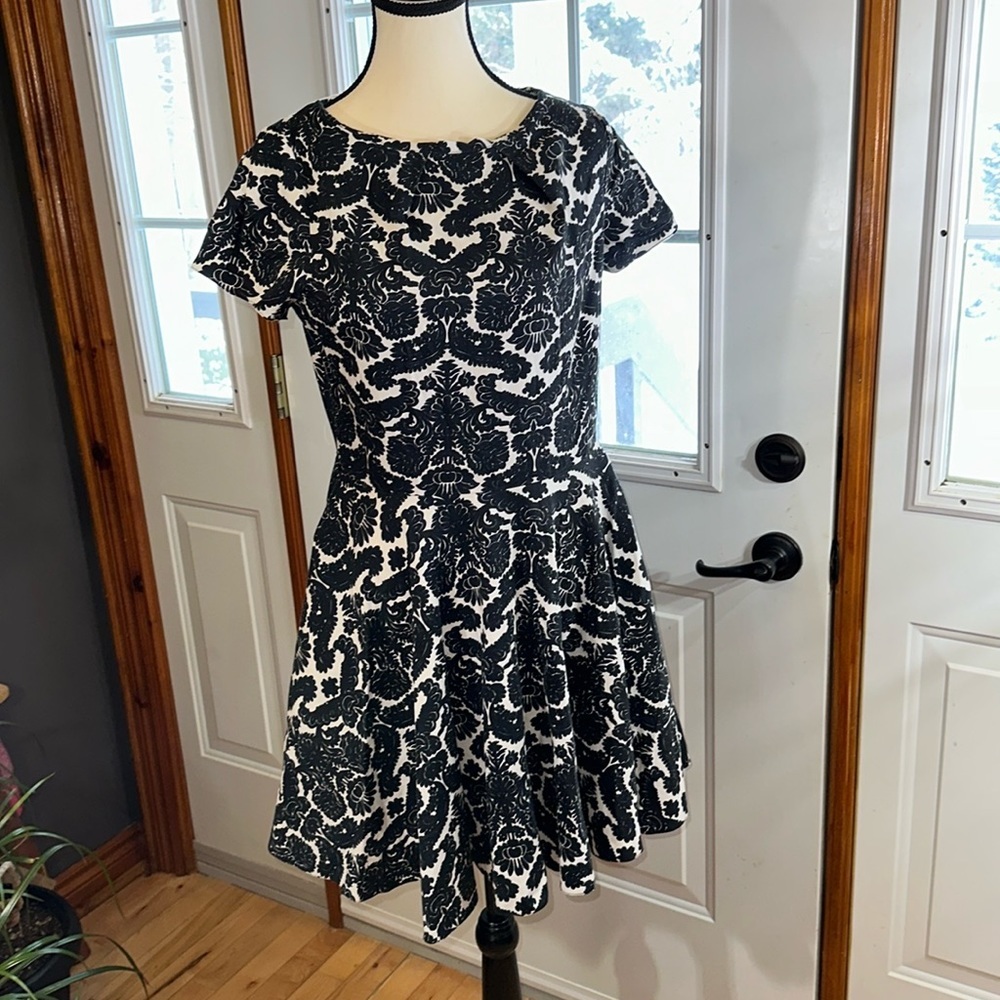 Closet Fit & Flare Damask Dress